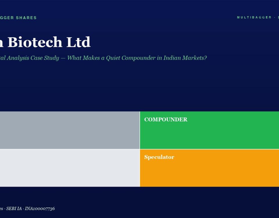 Hero header for Titan Biotech Ltd with subtitle; a color-block grid shows Trader (gray), Compunder (green), Drift (light gray), and Speculator (orange) on a dark blue background.