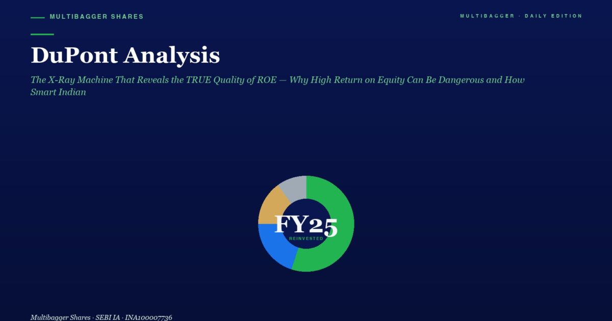 mbcover1551dupontanalysisthexraymach | Manish Goel Portfolio Management Service Hero Header with Title dupont Analysis and Subtitle on a Dark Blue Background Centered Circular Multicolor Donut Chart Labeled fy25 Below the Text