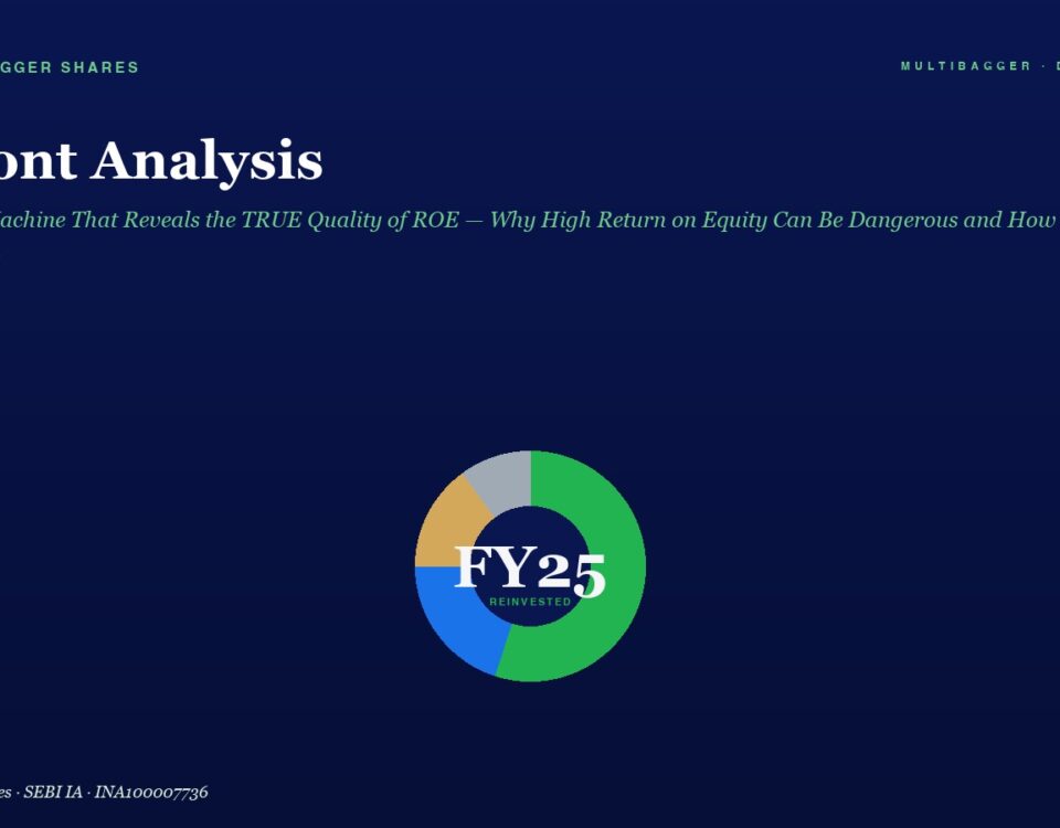 Hero header with title 'DuPont Analysis' and subtitle on a dark blue background; centered circular multicolor donut chart labeled 'FY25' below the text