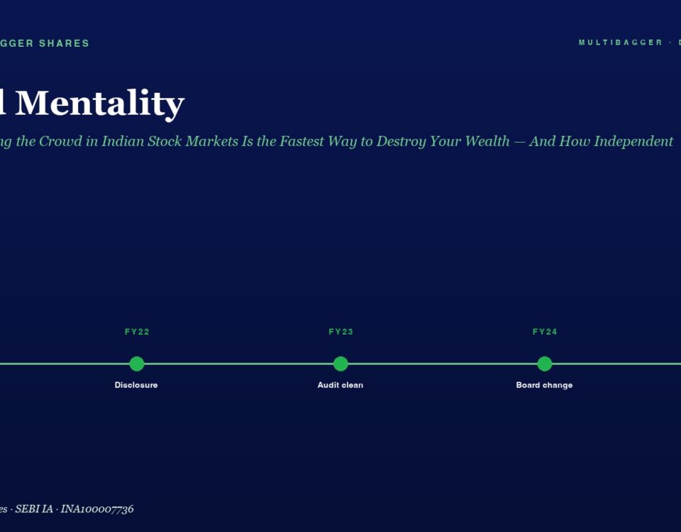 Header 'Herd Mentality' with subtitle and a horizontal timeline from FY21 to FY25 showing milestones: Compliance, Disclosure, Audit clean, Board change, All boxes.