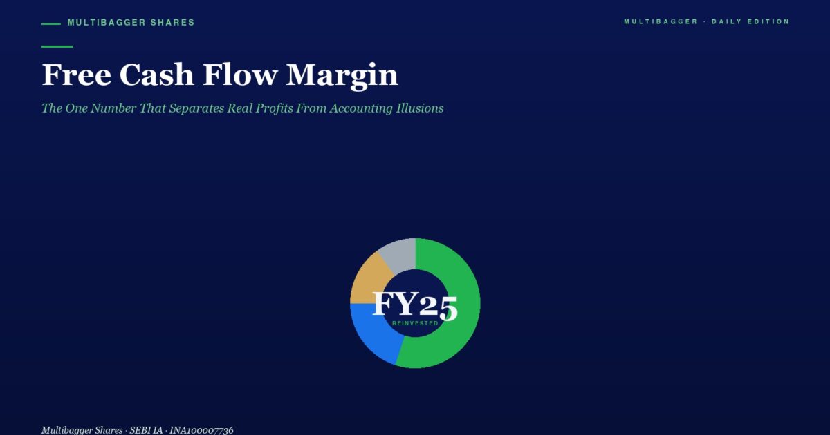 mbcoverfreecashflowmargintitanbiotechfy2520260427 | Manish Goel Portfolio Management Service Dark Navy Hero with the Headline free Cash Flow Margin a Green Subtitle and a Centered Multi color Donut Chart Labeled Fy25 Reinvested at the Bottom Half of the Image