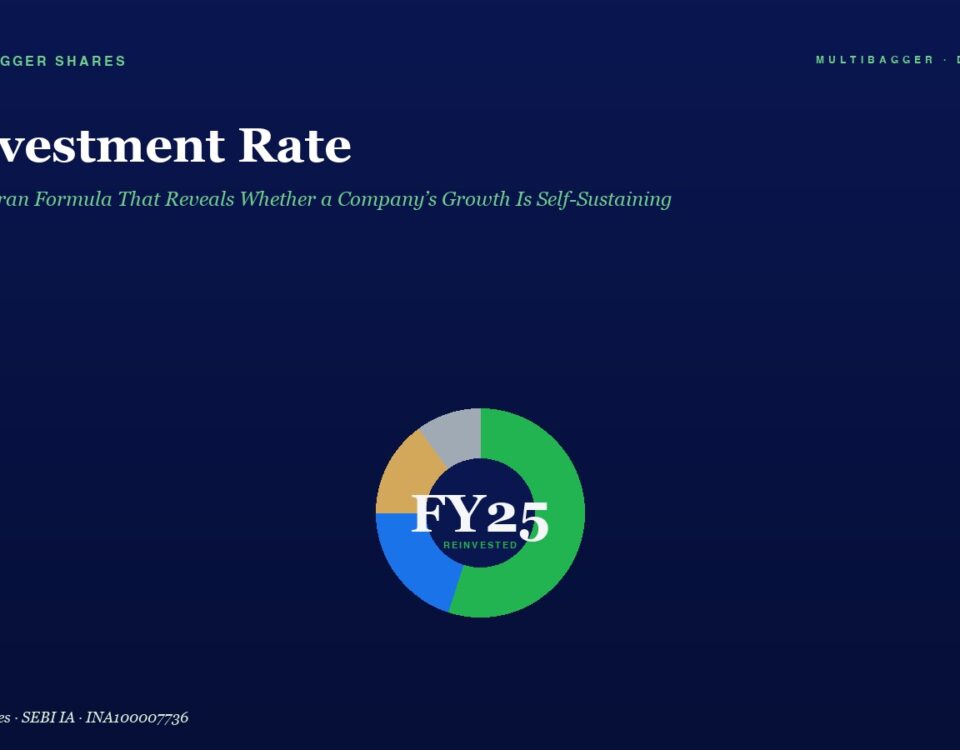 Hero header with the title 'Reinvestment Rate' and a green subtitle on a dark blue gradient, plus a multicolored donut chart labeled FY25 at the center.