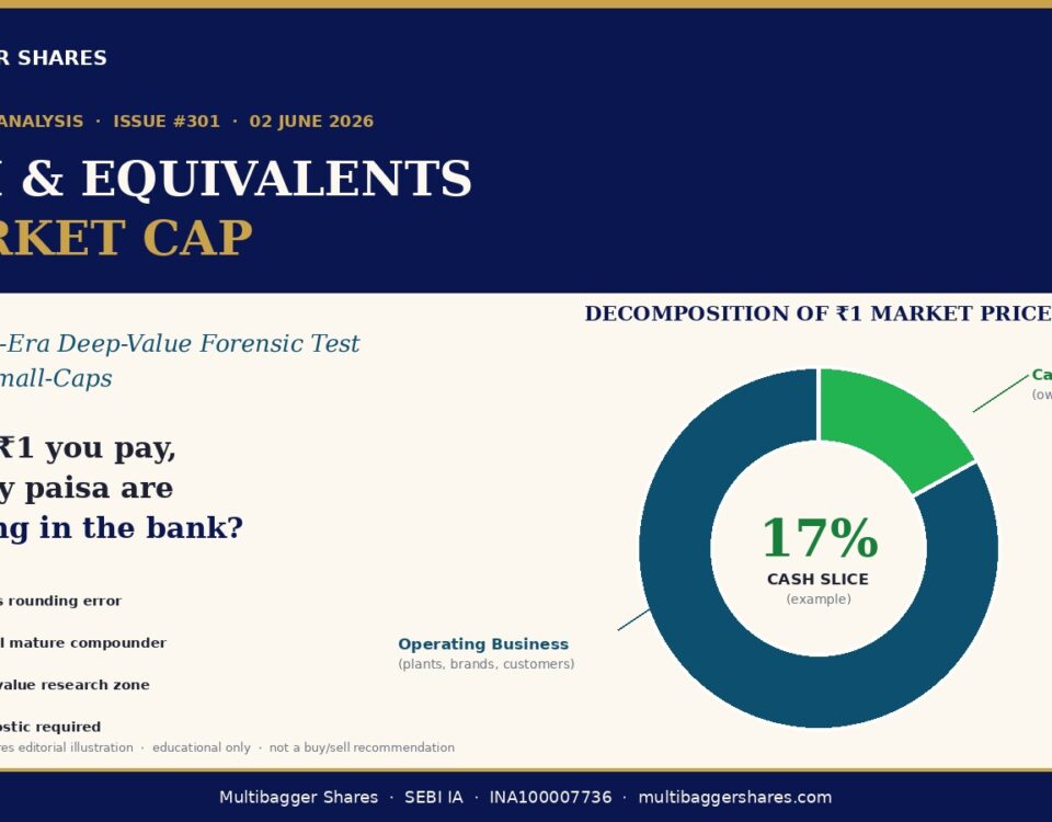 covercashmarketcapratio | Manish Goel Portfolio Management Service Cover Page of Manish Goel Portfolio Management Service Issue 301 Cash Equivalents Market Cap with a Circular Donut Chart Showing 17 Cash Slice and Legends for Liquidity and Operating Business Accessors