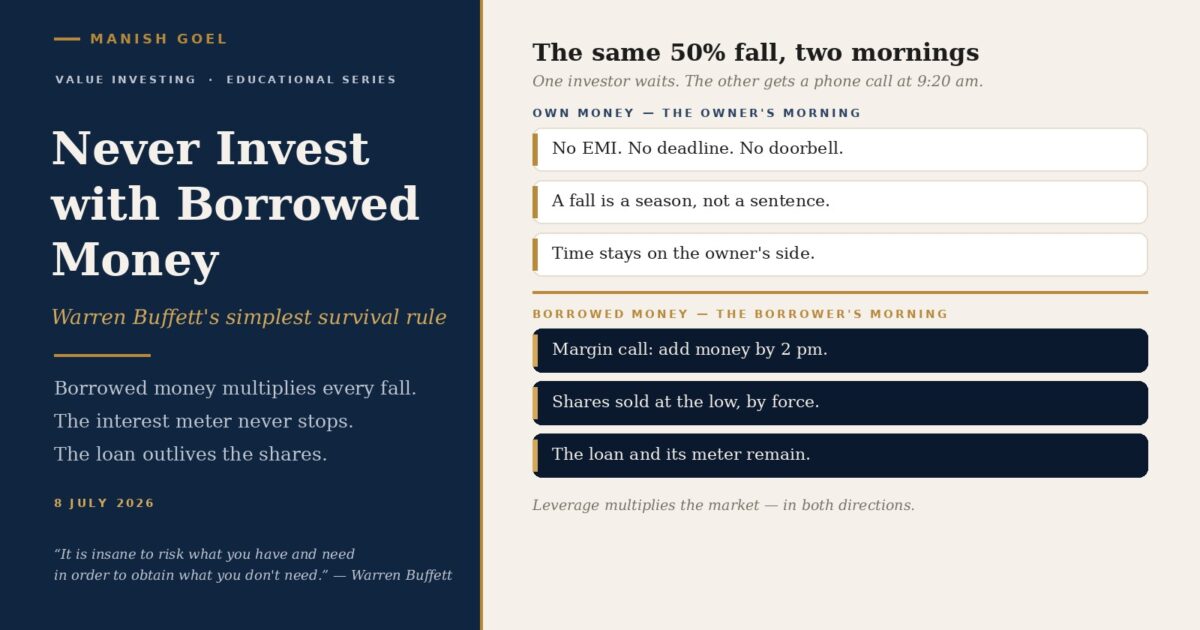 Never invest with borrowed money Warren Buffetts simplest rule for surviving the stock market | Manish Goel Portfolio Management Service Never Invest with Borrowed Money Warren Buffetts Simplest Rule for Surviving the Stock Market